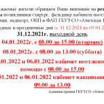 Режим работы в праздничные новогодние дни
